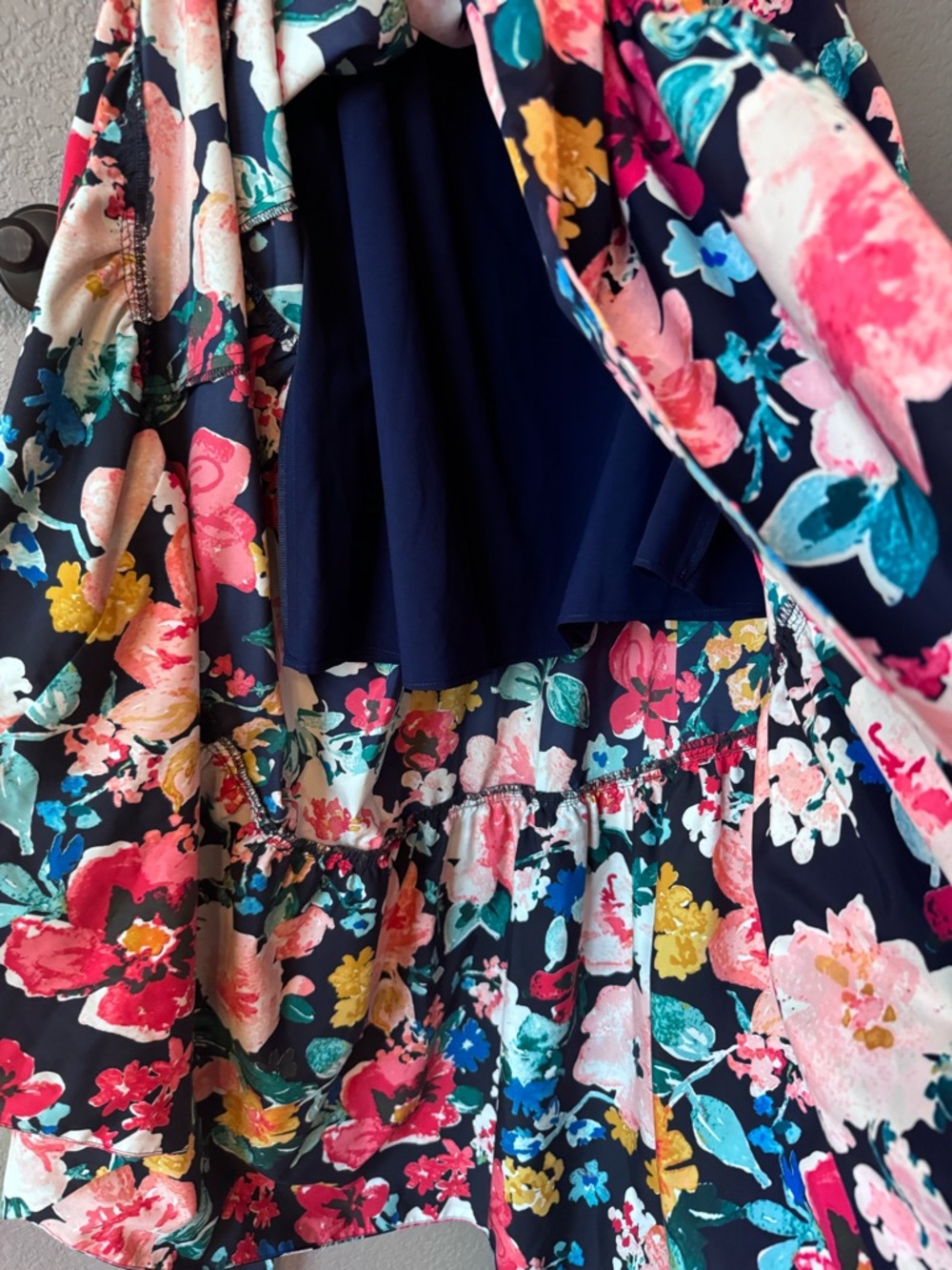 Eliza J Floral Asymmetrical High-Low Maxi Skirt Size 2 Navy Pink Floral NWOT - Picture 6 of 15